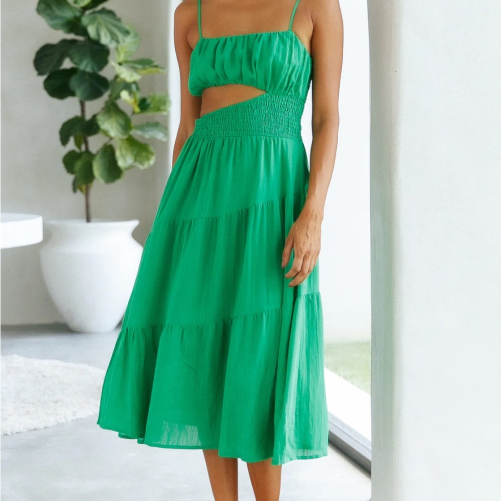 Hello Molly Green midi cut out dress